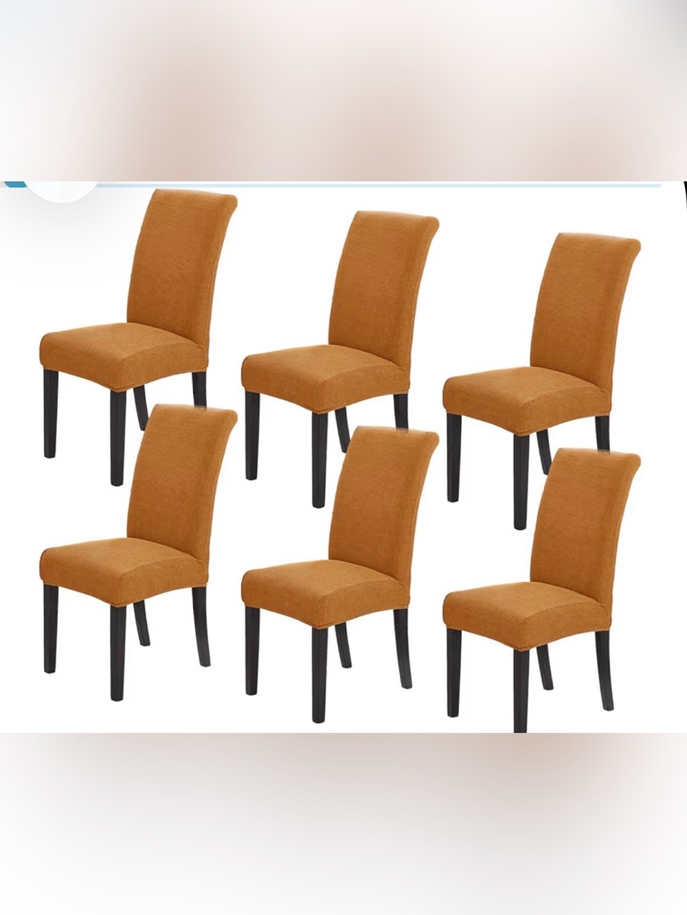 Gold Dining Chair Covers Set of 7 Jacquard Stretch Slipcovers NEW - Picture 2 of 6